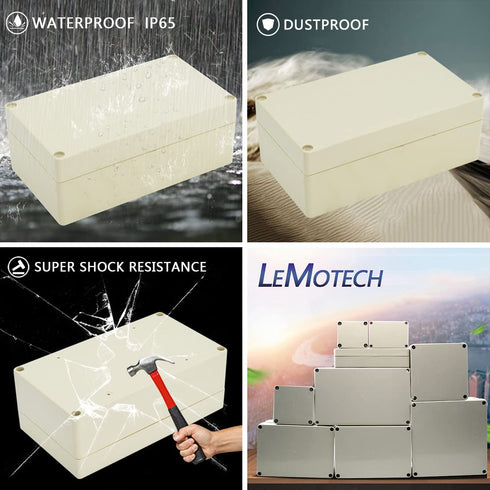 LeMotech Waterproof Dustproof IP65 ABS Plastic Junction Box Universal Electric Project Enclosure Pale Gray 6.2 x 3.54 x 2.3 inch (158 x 90 x 60 mm...