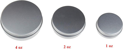 LJY 36 Pieces Round Aluminum Cans Screw Lid Metal Tins Jars Empty Slip Slide Containers, 4oz 2oz & 1oz Mixed Sizes...