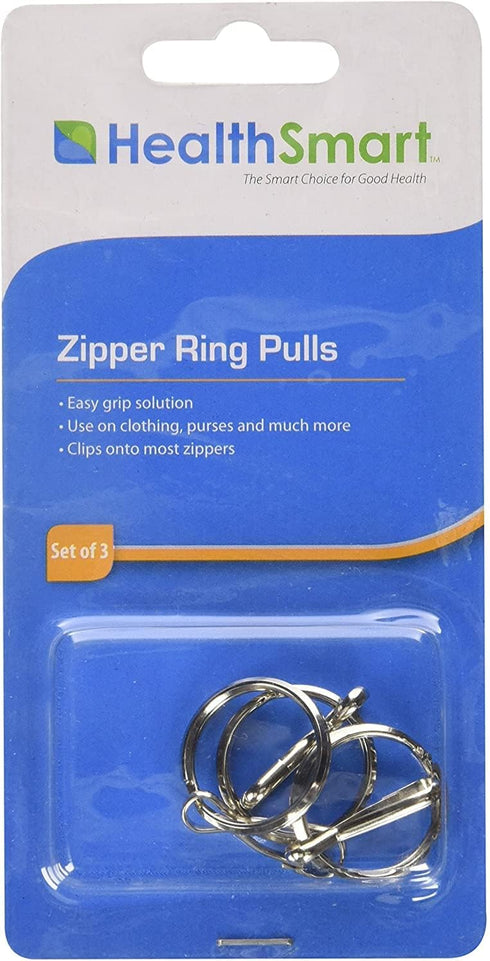 HealthSmart Zipper Ring Pulls Zipper Tabs For Clothing, Zipper Assist, 3 Count, 1 Inch Diameter...