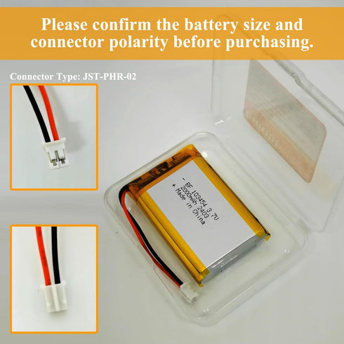 3.7V Lipo Battery 2000mAh 103454 103450 3.7V Lithium Polymer Battery Rechargeable with JST Connector for Speaker and Dashcam......