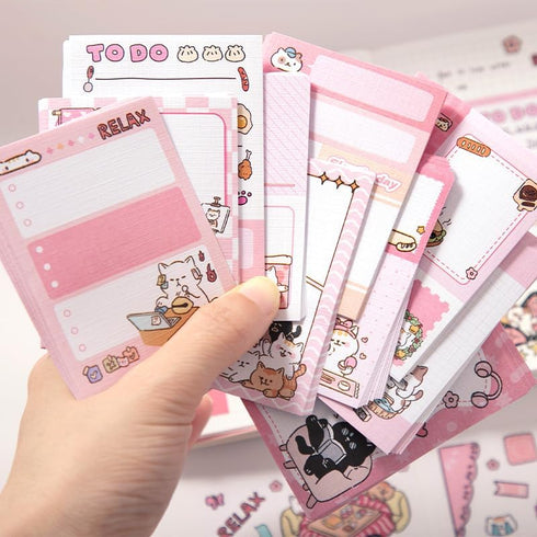 PRSTINCOL Cute Cat Scrapbooking Kit,Scrapbook Supplies Kit with Cat Dessert Theme for Junk Journal, Bullet A6 Grid Notebook DIY Scrapbook Birthday...