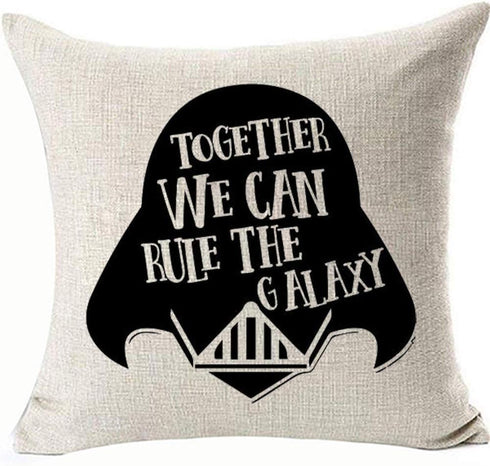 Throw Pillow Cover with Stars Theme, 18 x 18 inches Linen (Together We Can Rule The Galagxy, 18in x 18in)...
