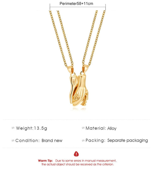 Holding Hand Magnetic Necklace Palm Pendant Couple Necklace Detachable Magnet Hand Friendship Necklace Statement Necklace Chain Jewelry for Women ...