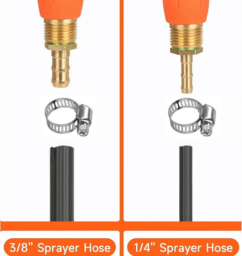 Sprayer Wand with 4 Different Types of Nozzles, Replacement Sprayer Wand with 1/4" & 3/8" Brass Barb for Most Sprayer Hoses, Built-in Stainless St...