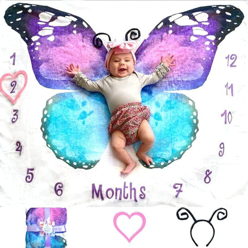 Evovee Baby Monthly Milestone Blanket Girl Boy Unisex Gender Neurtal Month Age Photo Photography Backdrop Newborn Props Nursery Decor Fleece Marke...