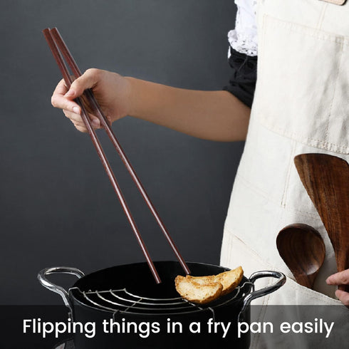 Donxote Wooden Noodles Kitchen Cooking Frying Chopsticks 16.5 Inches Brown Extra Long Set of 2 Pairs...