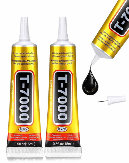 T-7000 Black Adhesive Glue for Phone, Waterproof Jewelry Glue Precision Craft Adhesive for Cell Phone Screen Repair Glass Wood Crafts Metal and St...