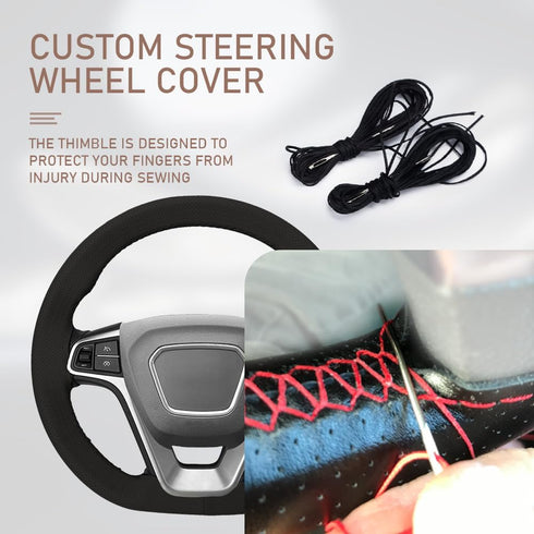 Leather Steering Wheel Cover, Stitch on Wrap, Steering Wheel Covers, 15Inch Breathable Anti-Slip Car Steering Wheel Protector, Steering Wheel Acce...
