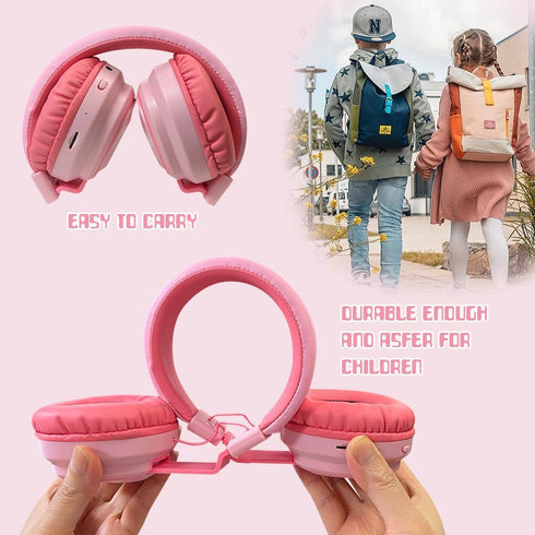 Kids Headphones Bluetooth 5.3 Wireless 60H Play Time Volume Limited 85/110dB Over Ear Foldable Headset with Cable Aux Mic for iPad Notebook Boy Gi...