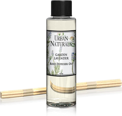 Urban Naturals Garden Lavender Scented Oil Reed Diffuser Refill | Includes a Free Set of Reed Sticks! Calming, Herbal Fragrance – 4 oz. Made in Th...