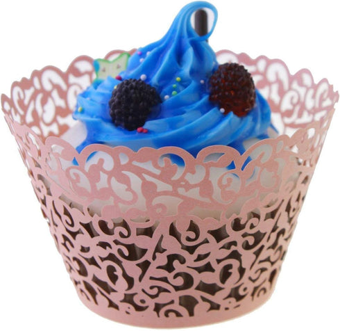 YOZATIA Vine Cupcake Wrappers, 60PCS Lace Cupcake Liners for Regular Sized Cupcake (Pink)...