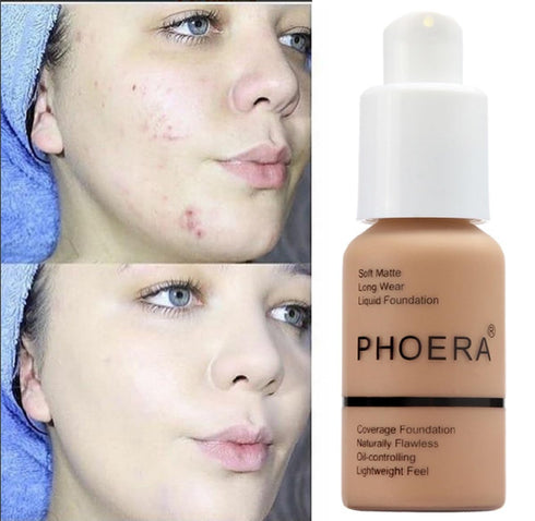 2 Pack PHOERA Foundation, Flawless Soft Matte 24HR Oil Control Full Coverage Foundation Makeup for Women.102 Nude-30m...