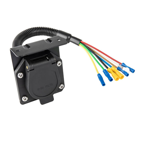 7 Way RV Trailer Light Connector Socket 7 Pin Wire Electrical Trailer Adapter Quick Converter with Mounting Bracket, Truck End Quick-Install 7 Pro...