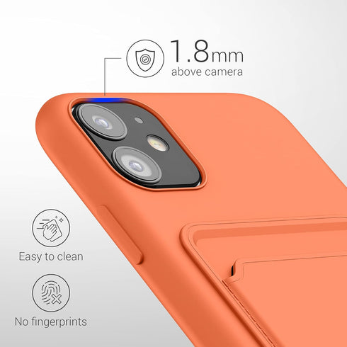 kwmobile Case Compatible with Apple iPhone 11 Case - TPU Phone Cover with Credit Card Holder - Orange...
