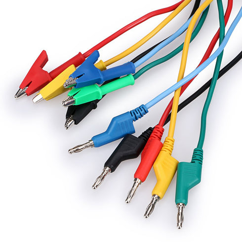 Sumnacon Multimeter Banana Plug to Crocodile Alligator Clip Test Probe, 5PCS 4mm Stackable Colorful Silicone Banana Plug to Alligator Clip Test Pr...