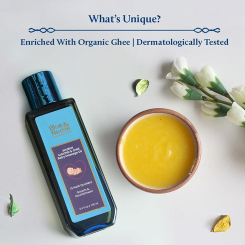 Blue Nectar Ayurveda Gentle Baby Oil for Newborn Skin Care -Moisturizing Baby Massage Oil for Dry Skin Moisturizer |Soothing with 100% Natural Coc...
