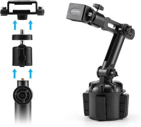 Radioddity RH1 Cup Holder Radio Mount, Adjustable Length and Height, Secure and Stable for Handheld Radio, Car Mobile Radio, Two Way Radio, Walkie...