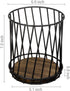 MyGift Modern Wire Utensil Holder, Decorative Matte Black Metal Kitchen Utensils Crock with Rustic Burnt Solid Wood Base, Countertop Round Basket ...