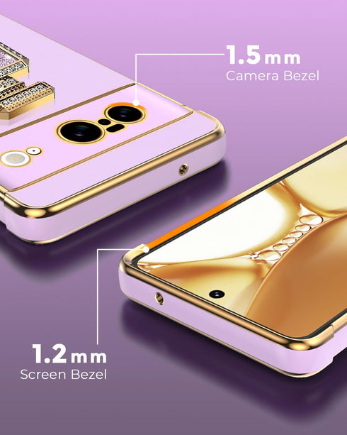 Silverback for Pixel 8 Case with Stand, Phone Case with Ring & Mirror Kickstand, Women Girls Bling Luxury Cover for Google Pixel 8, Purple...