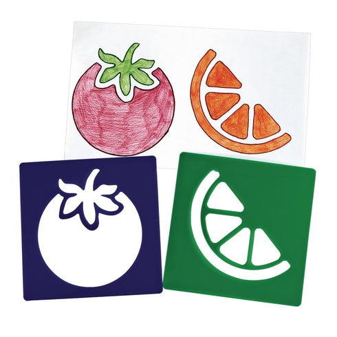 Colorations Fruit & Vegetable Shapes Stencils for Kids, 8 inches, Jumbo, Sturdy, Quality, Washable, Paint, Draw, Spray, Classroom, Arts & Crafts, ...