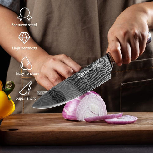 Chef Knife, Professional 8 Inch Kitchen Knife, High Carbon German Steel Ultra Sharp Knife with Ergonomic Handle, Japanese Chef's Knife Suit for Co...