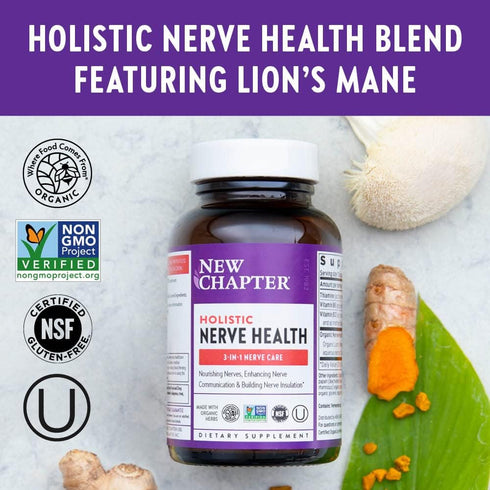 New Chapter Nerve Health Supplement for 3-in-1 Nerve Support from Head to Toe—Vitamin B1 Generates Energy for Nerves,Vitamin B6 Enhances Nerve Com...