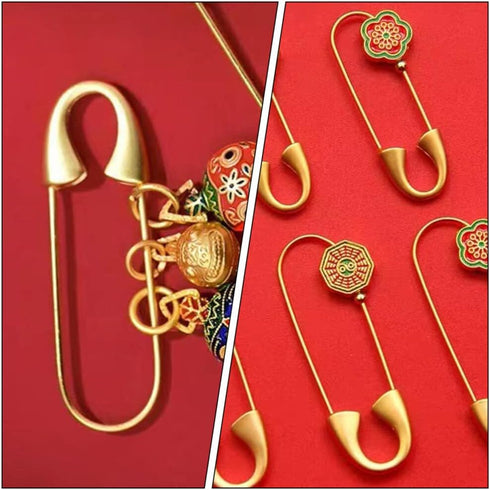 SEWACC 5pcs Heavy Duty Safety Pin Brooch Pin Brooches Metal Spring Lock Pin Fasteners Dresses Sewing Crafting Making for Clothes Hats Skirts Garme...