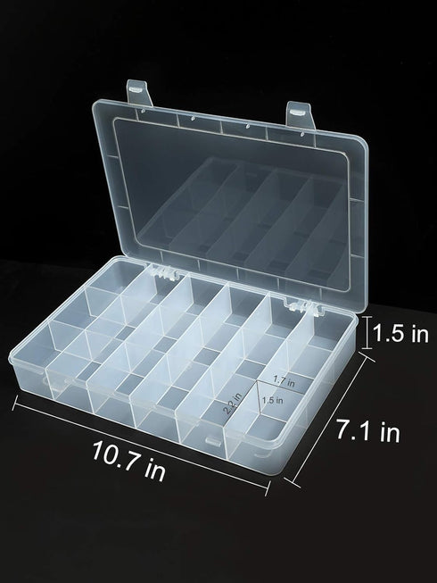 UHOUSE 2 PCS 18 Grids Clear Plastic Organizer Container Storage Box with Fixed Dividers for Nuts and Bolts, Tools Storage Organizer Box Case for C...