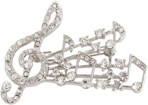 EVER FAITH Clear Austrian Crystal Elegant Musical Note Brooch...