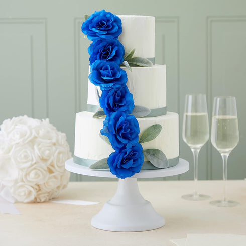 Bright Creations Blue Roses Artificial Flowers - Set of 50 3 in Stemless Silk Roses - Royal Blue Reusable Water-Resistant Faux Bouquet Decor for W...