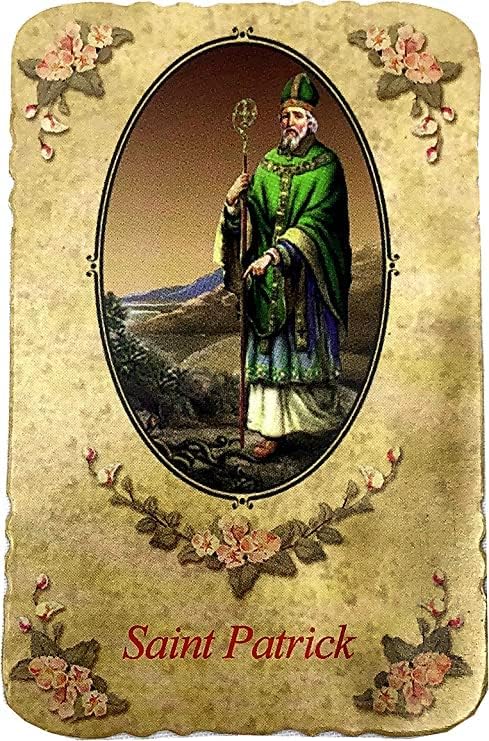 CB Catholic St Patrick Green Glass Marble Bead Rosary Gift Set...