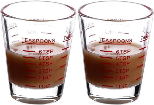 Shot Glass Measure Cup - Acrylic- Incremental Measurements - 1 oz. - 6 tsp. - 2 Tbl. - 30 ml. - Multi Purpose Measuring, Liquid & Dry Ingredients ...