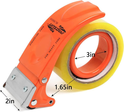 PROSUN 2 Pack Metal Packing Tape Dispenser Gun: 3-inch + 2-inch Wide Tape Dispenser / 3-Inch Inner Paper Core(3"Blue + 2"Orange)...