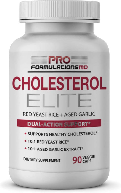 Cholesterol Elite – Dual Action Cholesterol Support – 90 Veggie caps – Powered by Red Yeast Rice & Aged Garlic Extract – Enhanced with Inositol & ...
