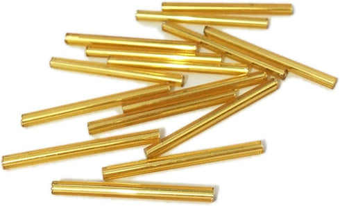25mm 1" Czech Glass Seed Beads Tube Lined Bugle Beads Spacer Long Earrings Findings (Gold)...