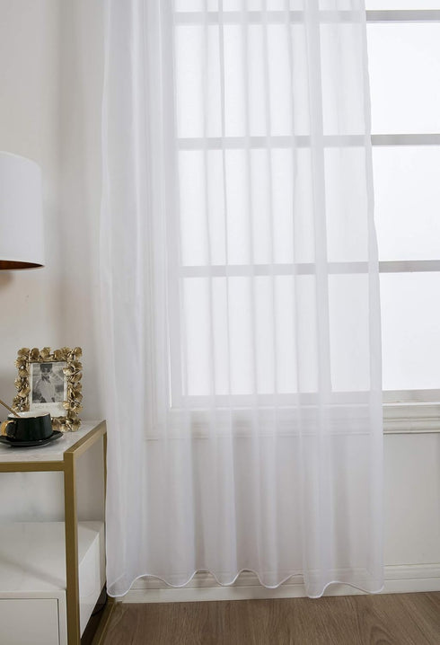 ZebraSmile 1 Panel Tab Top Voile Curtains Loop Sheer Curtains Transparent Window Drapes for Living Bedroom Divide Wedding Big Window Curtains Whit...