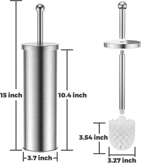 JIGA Toilet Brush and Holder, Stainless Steel Toilet Bowl Brush, Bathroom Toilet Bowl Scrubber Brush with Stiff Bristles...
