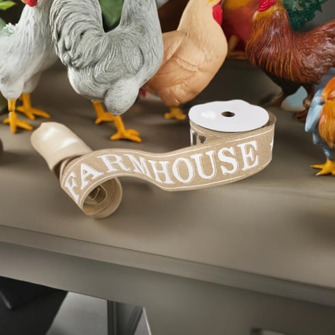 Craig Bachman 2.5" Farmhouse Royal Ribbon: Natural (10 Yards) Craft Floral Arrangement Gift Wrapping Wired Edge Ribbon...