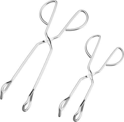 Stainless Steel Kitchen Scissor Tongs Set, 2-Piece (10/13 Inch) for Cooking, Grilling, Serving, and Barbecue...