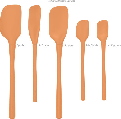 Tovolo 5-Piece Spatula Silicone Utensil Set (Apricot): Spatula, Spoonula, Jar Scraper, Mini Spatula, and Mini Spoonula...