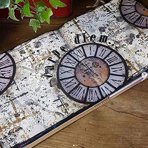 The Crafters Workshop Stencils, Reusable for Crafts, Art, Greeting Cards, Paint or Mixed Media, 2 Pk, 6" x 6", Gears/Time Travel...