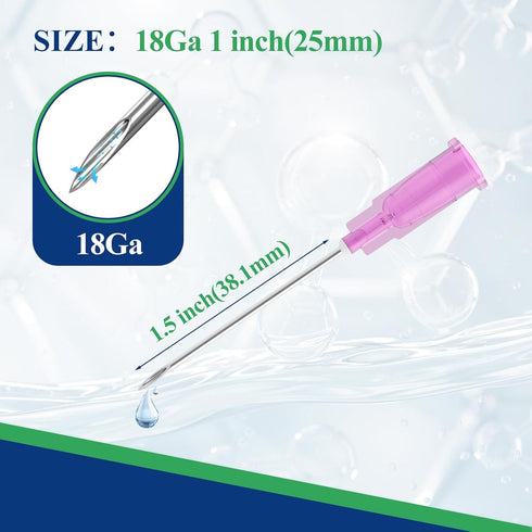 100Pcs 18G 1.5 Inch (38MM) Luer Lock Needle Scientific Lab Tools for Measuring, Refilling Ink, Industrial and Crafts Individually Packed...
