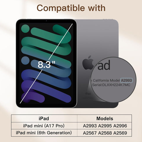 JETech Magnetic Case for iPad mini (A17 Pro, 2024 Model, 7th Generation) / mini 6 (2021 Model, 6th Generation), Magnetic Attachment, Slim Smart Ta...