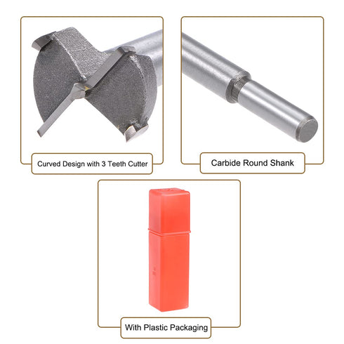 uxcell Forstner Drill Bits 25mm, Tungsten Carbide Wood Hole Saw Auger Opener Woodworking Hinge Hole Drilling Boring Bit Cutter Gray with Case...