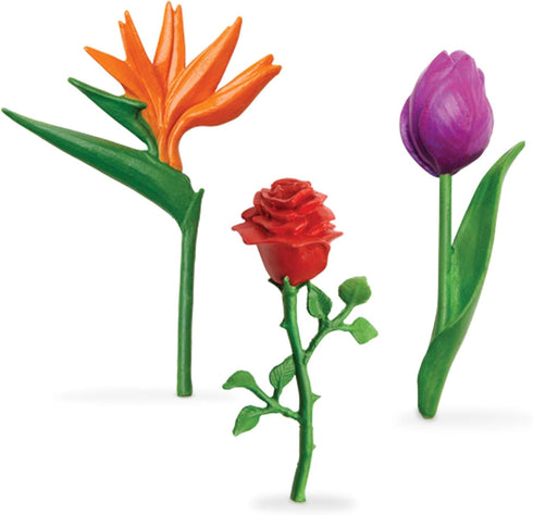 Safari Ltd. Flowers TOOB - Mini Figurines of Rose, Tulip, Hibiscus, Bird of Paradise, Daffodil, Sunflower, Lotus, Orchid - Educational Toy Figures...