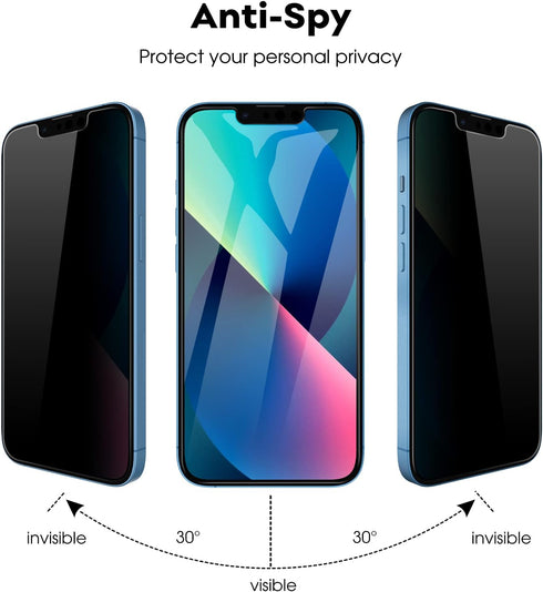 JETech Privacy Screen Protector for iPhone 13 6.1-Inch with Camera Lens Protector, Anti-Spy Tempered Glass Film, Easy Installation Tool, 2-Pack Ea...