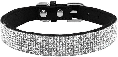 Rhinestone Dog Collar, Cute Dazzling Sparkling Soft Suede Leather Adjustable Pet Dog Cat Collar Crystal Diamond for Puppy Small Medium Large Dogs ...