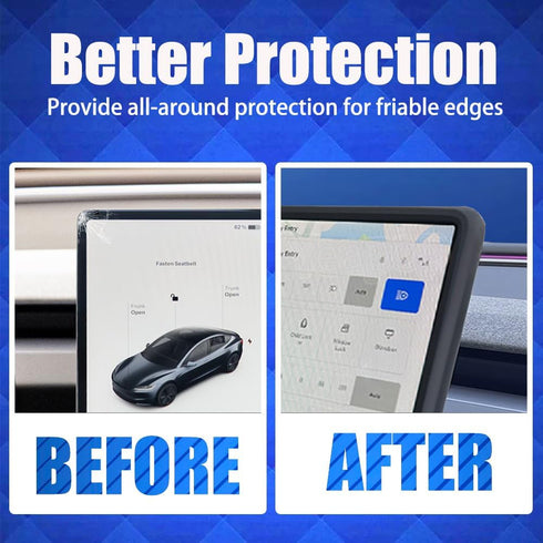2Pcs Silicone Protector Frames of Screen and Rear View Mirror for Tesla Model 3 2024 Highland.(Black)...