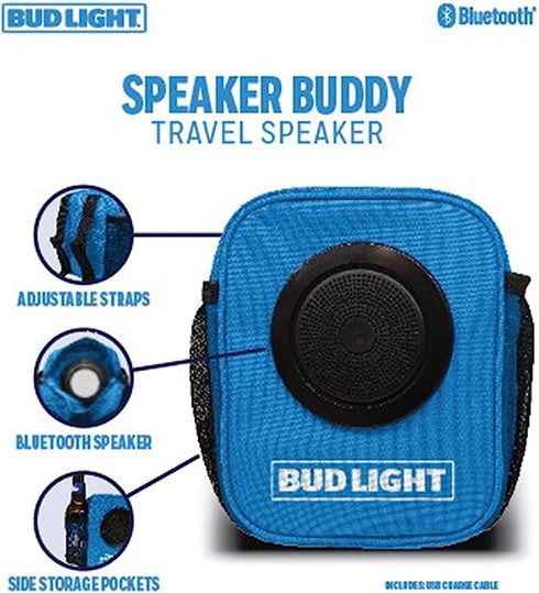 Bud Light Speaker Buddy Carry Organizer Pouch For Keys, Money, Phone, Beverage With Bluetooth Speaker- For Beach-Hiking-Camping-Walks......