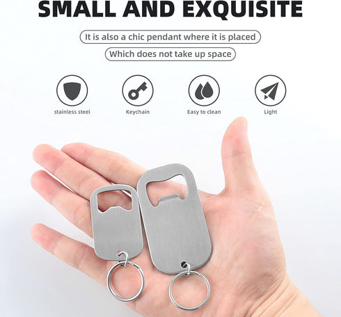 Stainless Steel Flat Beer Bottle Opener Keychain, Sturdy and Durable 2 Pcs to Send to Friends, Light and Easy to Carry, Suitable for All Beer Bott...